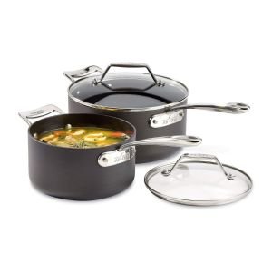 All-Clad Essentials Nonstick Hard Anodized Cookware Set of 2 Sauce Pans - H9114S64