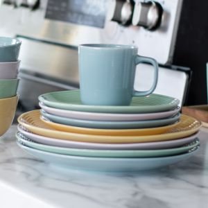 Everything Kitchens Colorful Glazed 8" Side Plates (Set of 4) | Multiple Color