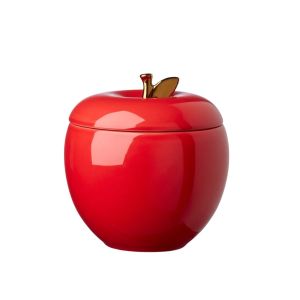image shows Kate Spade Make It Pop Apple Cookie Jar | Red against a blank, white background