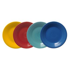 image shows Fiesta® 4-Piece 9" Classic Rim Luncheon Plates Set | Vibrant against a blank, white background