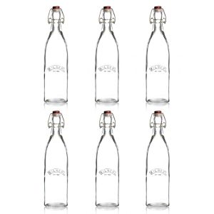 Kilner 34oz Square Clip Top Glass Bottles | Set of 6