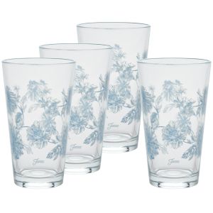 image shows Fiesta® 16oz Cooler Glasses (Set of 4) | Botanical Floral  against a blank, white background