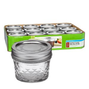 Ball 4 oz Regular Mouth Quilted Jelly Jars
