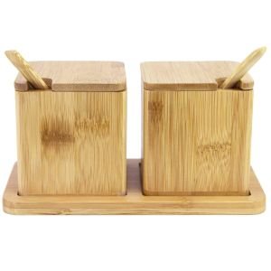 Totally Bamboo 12oz. Double Dipper Salt Boxes with Spoons