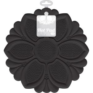 Talisman Designs Silicone Pot Holder/Trivet/Multi-Tool - Black Flower