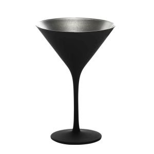 Stolzle 8oz Olympia Crystal Martini Glasses - Set of 2 | Black & Silver