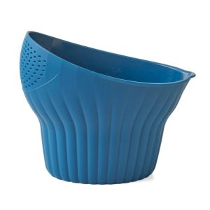image shows Talisman Designs Measure, Rinse, & Strain Colander | Dark Blue against a blank, white background