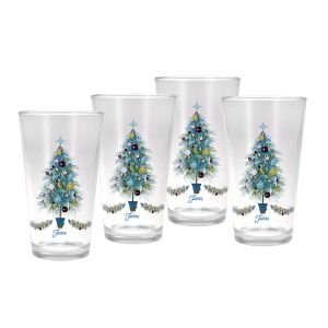 Fiesta® 16oz Cooler Glassware Set (Blue Christmas Tree) 