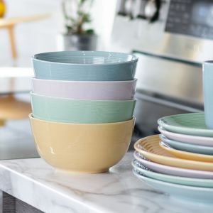 Everything Kitchens Colorful Glazed 6" Bowls (Set of 4) | Multiple Colors Available