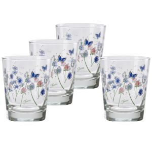 image shows Fiesta® 15oz Tapered Double Old Fashion Glasses (Set of 4) | Breezy Floral against a blank, white background
