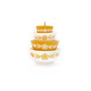 Twinkl Toast Stackable Miniature Vintage Bowls ornament | Butterfly Gold against a white background