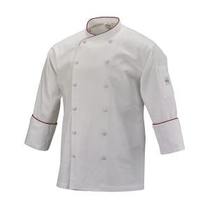 Mercer Renaissance Cutlery: 5XL Men's Chef Jacket/Chef Coat (White Color with Red Piping) w/ Scooped Neck for Food Industry Professionals (Commis, Sous Chef, or Chef de Cuisine): M62015WR5X