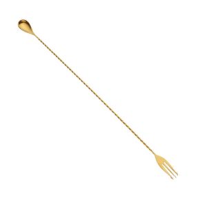 Mercer Barfly 19.6" Bar Spoon with Fork | Gold Plated