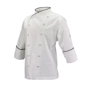 Mercer Renaissance Cutlery Women's Chef Coat (Scoop Neck) | White w/ Black Piping, 2XL