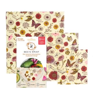image shows Bee's Wrap Assorted 3-Pack Food Wraps | Meadow Magic - New for 2026  against a blank, white background