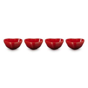 Le Creuset Stoneware Set Of 4 Heart Mini Bowl | Cerise