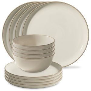 Corelle 12 Piece Stoneware Dinnerware Set (Sea Salt)