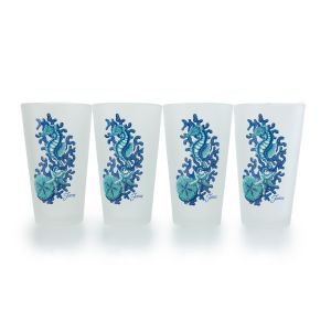 Fiesta® 16oz Coastal Seahorse Frosted Cooler Glasses (Set of 4) 