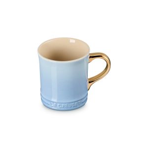 Le Creuset 14oz Gold Metallic Handle Mug | Coastal Blue