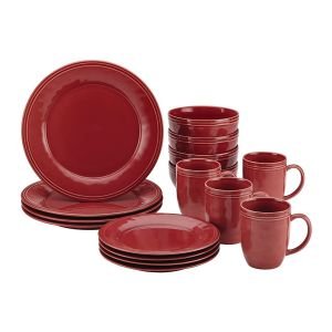 Rachael Ray Cucina 10pc Porcelain Enamel Nonstick Cookware Set Cranberry Red