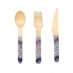 Kikkerland Wood Cutlery Set | Tribal
