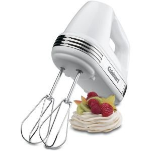 Power Advantage 7-Speed Hand Mixer (White + Stainless Steel) with Beaters, Spatula, and Recipes from Cuisinart Mixers