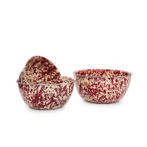 Crow Canyon 3-Piece Mixing Bowl Set | Burgundy & Cream