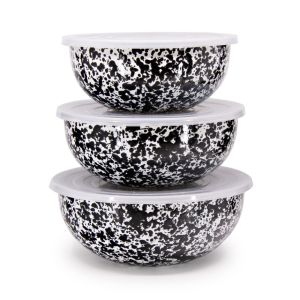 Crow Canyon 3-Piece Multi-Purpose Bowl Set with Lids | Black Marble