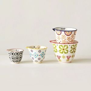 Painted Stoneware Measuring Cups, Multi Color, Set of 4 – The
