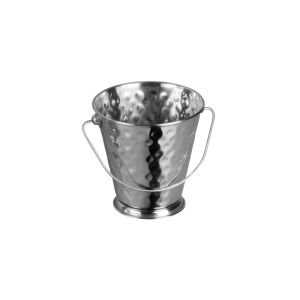 Winco 5" x 5" Mini Pail | Hammered Stainless Steel 