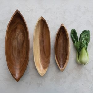 Creative Co-Op Acacia Wood Serving Bowls (Set of 3)