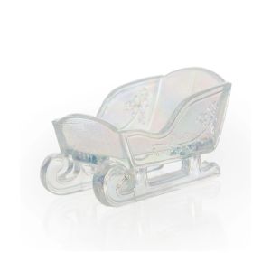 image shows Mosser Glass Holiday Collection Mini Sleigh Figurine | Crystal Carnival against a blank, white background
