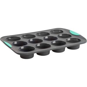 image shows Trudeau Silicone 12-Count Muffin Pan | Grey  against a blank, white background