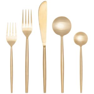 Danica Heirloom 5pc Tapered Flatware Set | Matte Gold