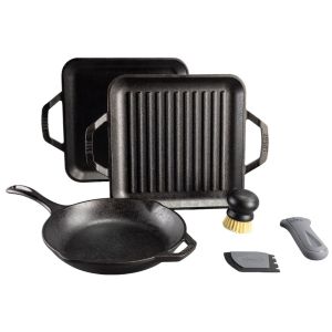 image shows Lodge Cast Iron Chef Collection Gourmet Set against a blank, white background