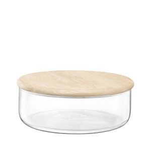 LSA Dine Glass Bowl/Container 10.5" x 4" with Oak Lid