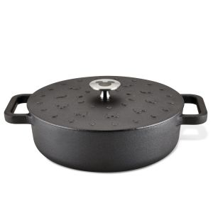 image shows Disney Monochrome Cast Iron Shallow Casserole | 3 Quart against a blank, white background