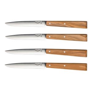 image shows Opinel Bon Appetit Steak Knives (Set of 4) | Olive Wood against a blank, white background