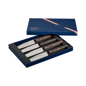 image shows Opinel Facette Steak Knife Set | Dark Ash package against a blank, white background