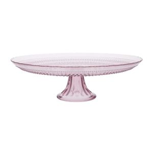 image shows Fortessa Jupiter 13" Cake Stand | Pink against a blank, white background  