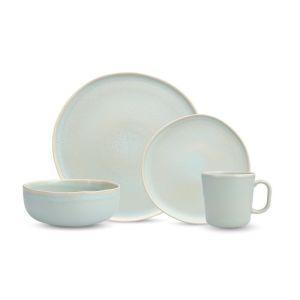 image shows Fortessa Cloud Terre Collection No. 3 16-Piece Dinnerware Set | Cypress against a blank, white background