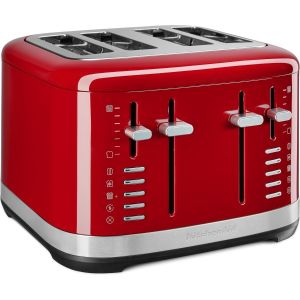 image shows KitchenAid 4 Slice Metal Toaster | Empire Red against a blank, white background