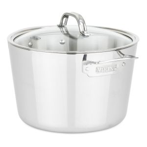 image shows Viking Contemporary 3-Ply Stainless Steel Stock Pot | 8 Quart against a blank, white background