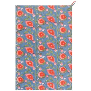 image shows Danica Heirloom Poppy Dishtowel | Block Print against a blank, white background