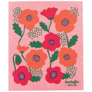 image shows Ecologie by Danica Swedish Sponge Dish Cloth | Poppy against a blank, white background  