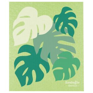 image shows Ecologie by Danica Swedish Sponge Dish Cloth | Monstera against a blank, white background