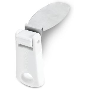 image shows Butterie Tub Butter Knife | White against a blank, white background