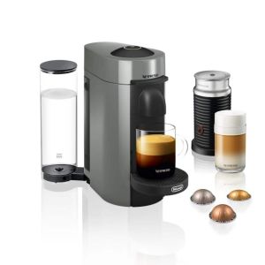  image shows Nespresso Vertuo Plus Coffee and Espresso Machine with Aeroccino by De'Longhi | Grey against a blank, white background