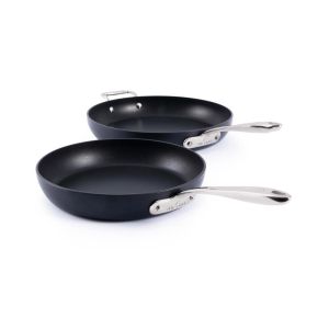 image shows All-Clad HA1 Expert Hard Anodized Nonstick Fry Pan Set (10" & 12") | 2-Piece against a blank, white background