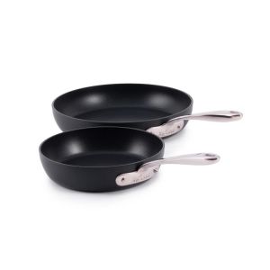 image shows All-Clad HA1 Expert Hard Anodized Nonstick Fry Pan Set (8" & 10") | 2-Piece against a blank, white background